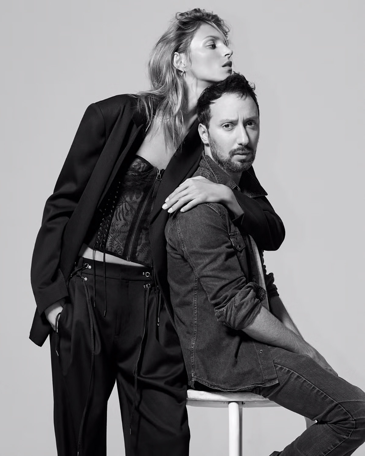 Anthony Vaccarello and Anja Rubik | Photo by Driu + Tiago