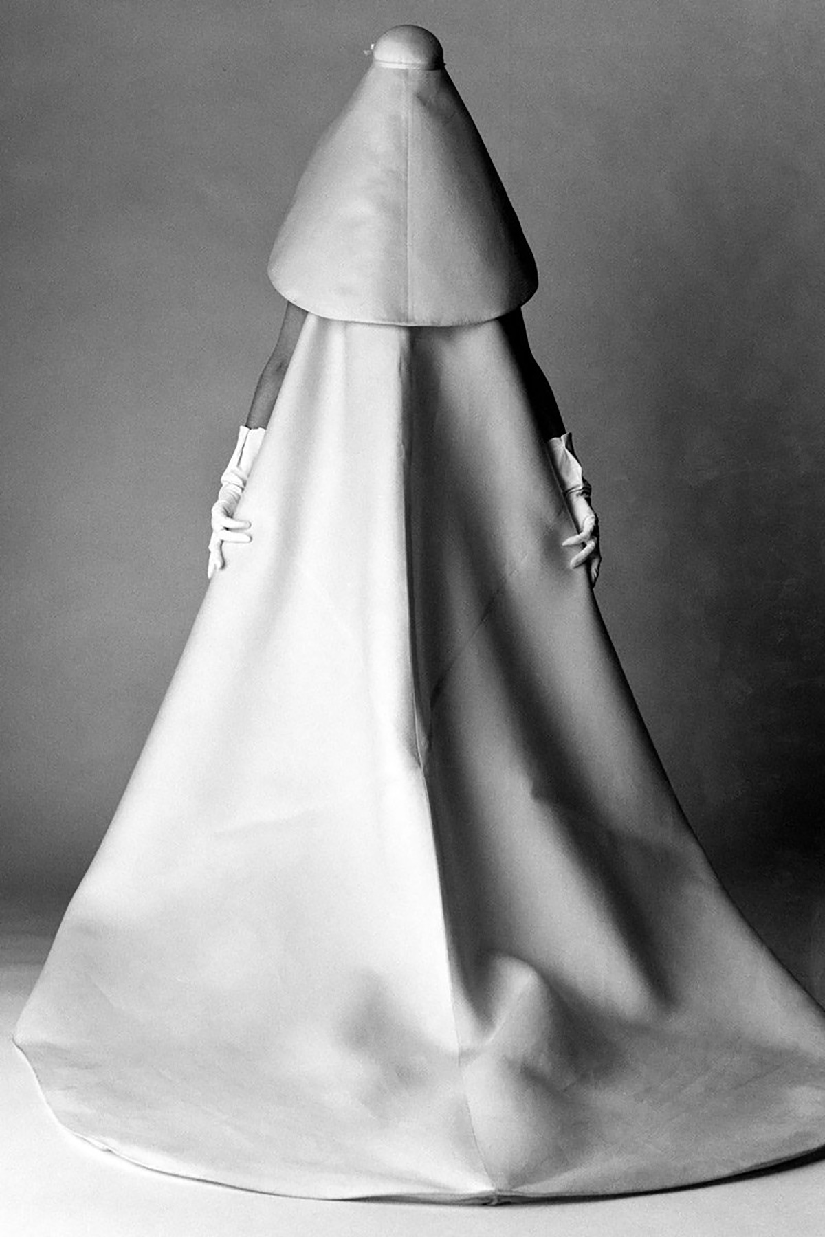 Cristóbal Balenciaga's Silk Gazar Wedding Ensemble | Photographed by David Bailey