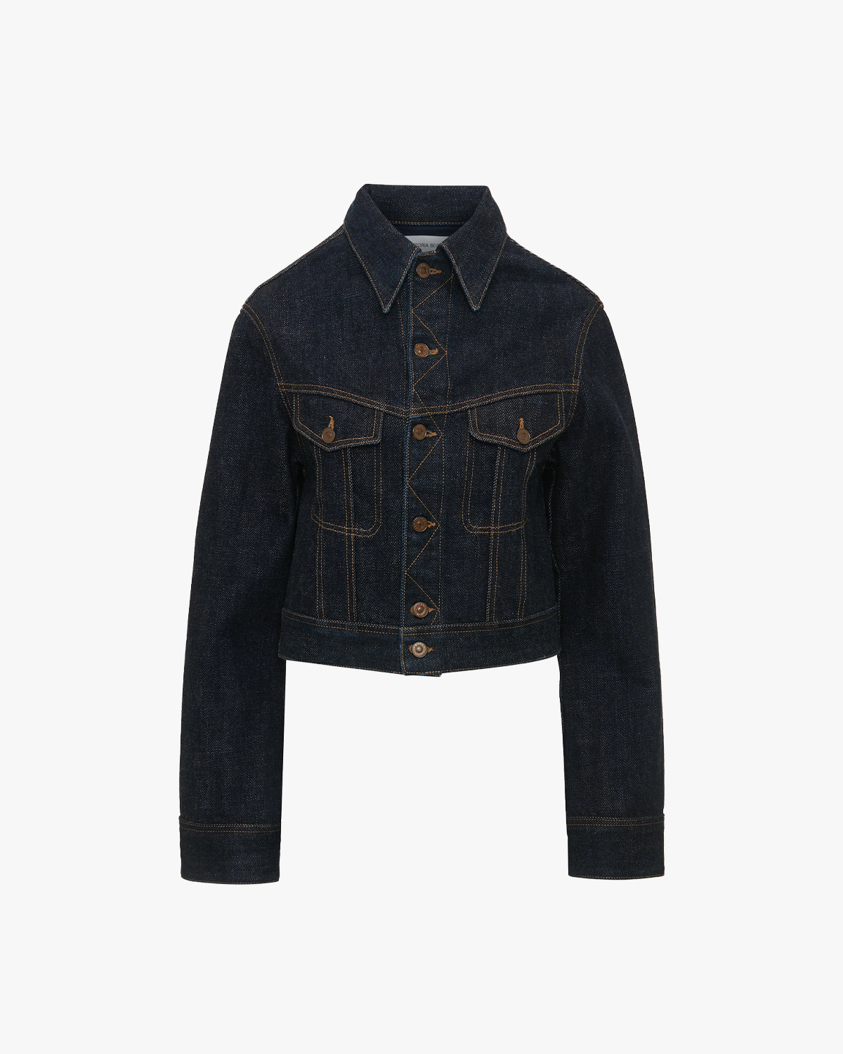 Victoria Beckham Cropped Denim Jacket In Dark Indigo Rinse