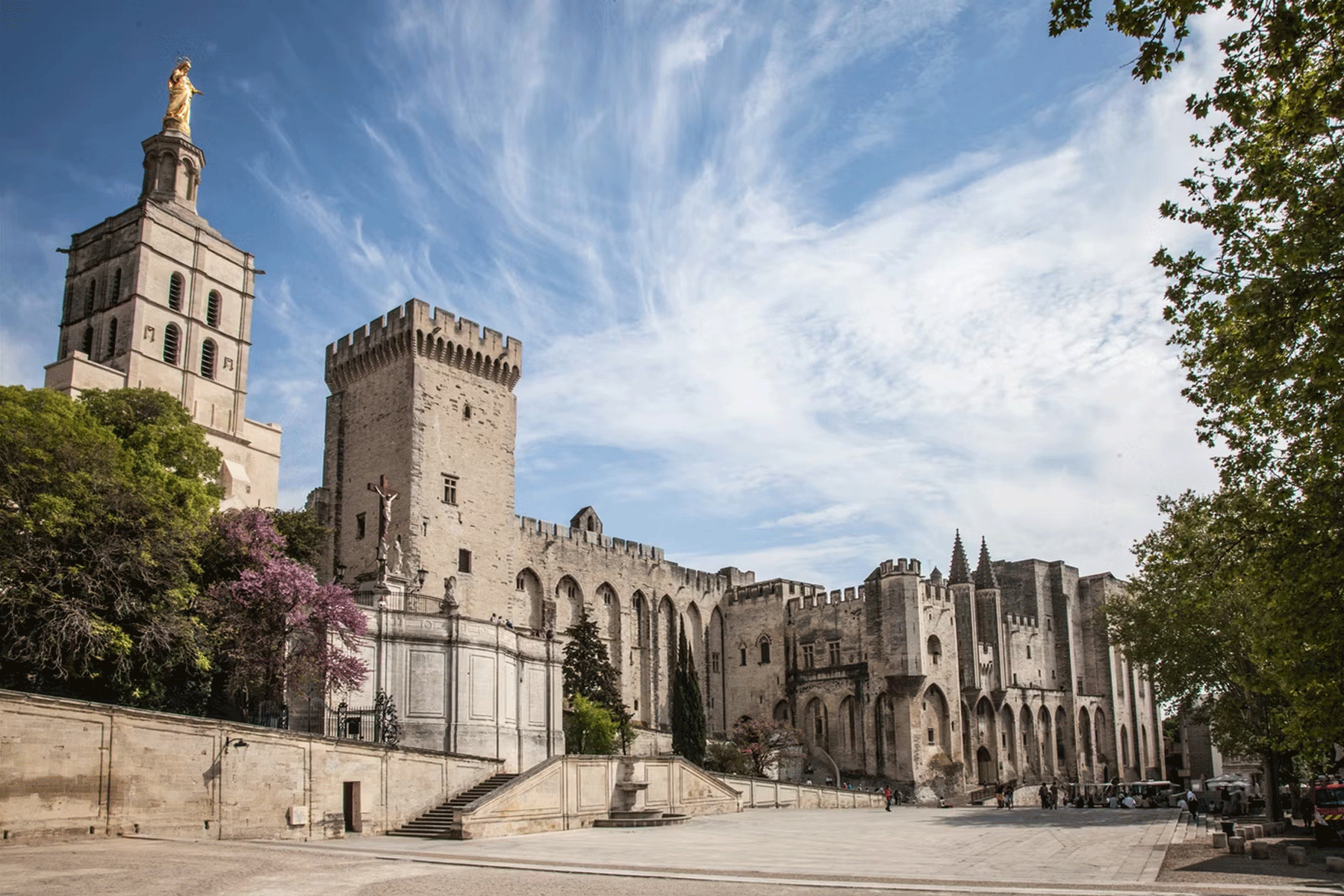 Palais des Papes in Avignon, France Louis Vuitton Cruise 2026 catwalk