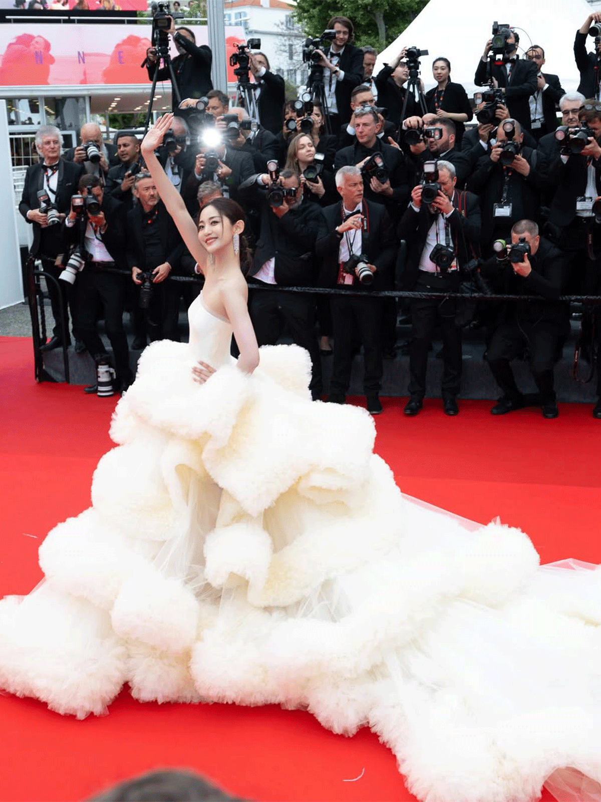 Wan Qianhui in a Voluminous Wang Feng Dress, 2025
