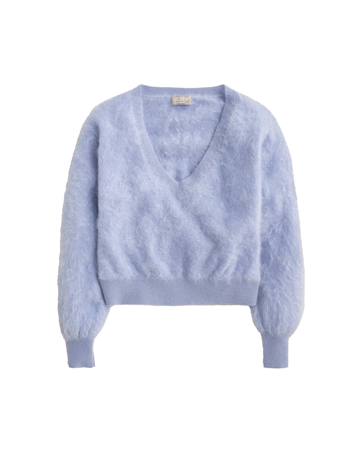J.Crew Brushed Cashmere Cropped V-Neck Sweater
