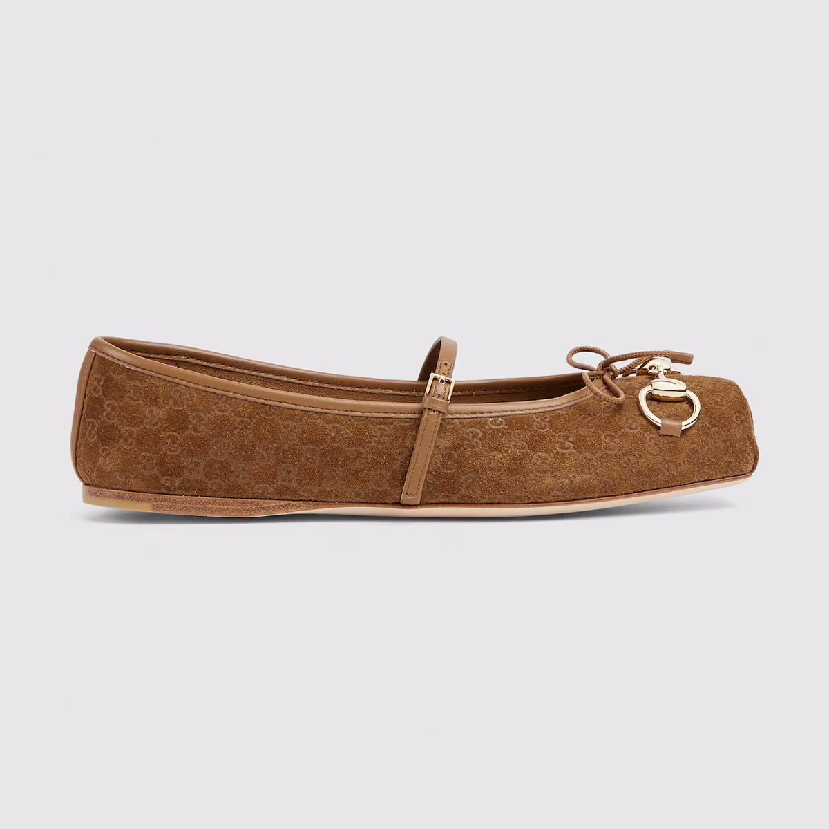 Gucci Horsebit ballet flats in light brown mini GG suede