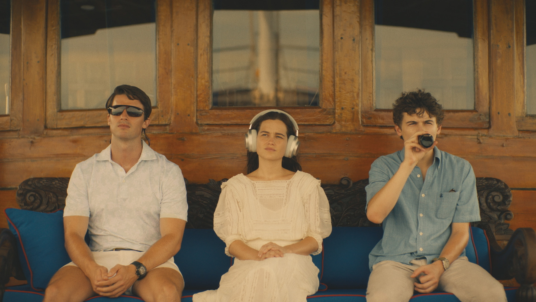 Patrick Schwarzenegger, Sarah Catherine Hook, and Sam Nivola | Courtesy of HBO