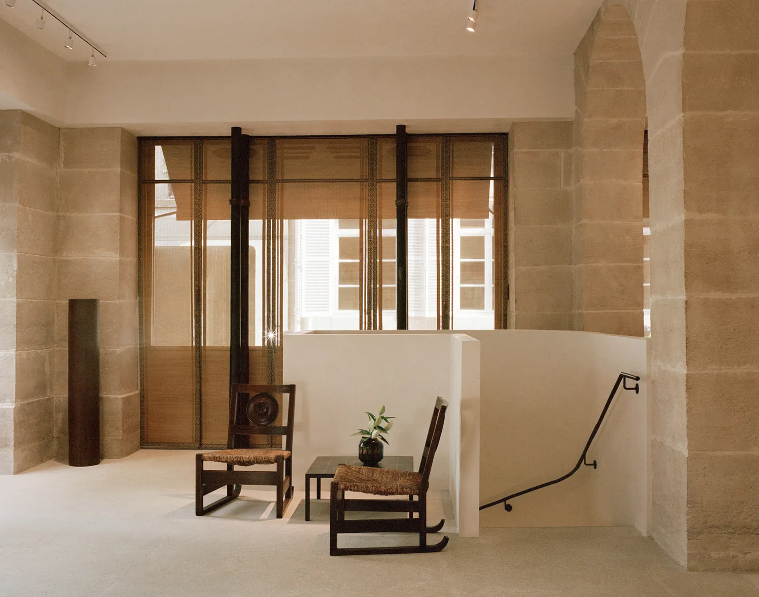 The wooden Traineau chairs by Victor Courtray at The Row Paris flagship store | Source: The Row